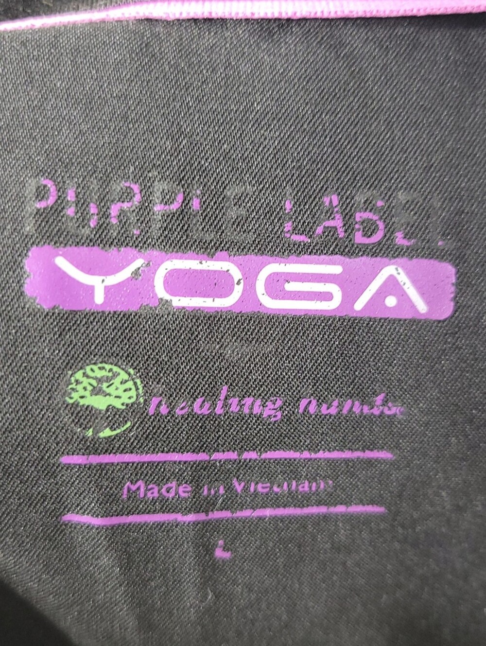 Purple Label Yoga Black Scrub Top Large Stretch V Neck 2 Pocket Medical Uniform - Picture 10 of 11